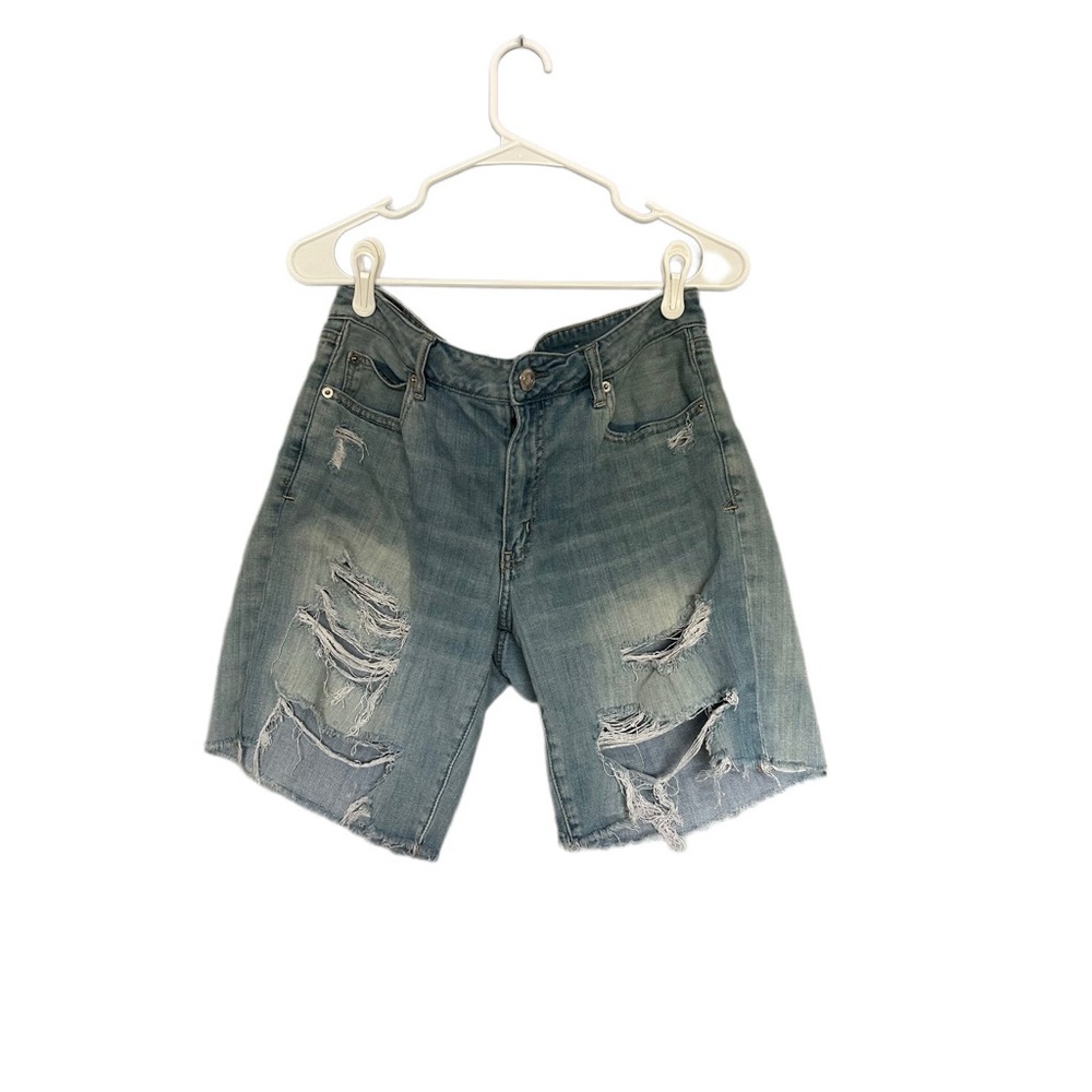 Distressed Jean Shorts‎ American Eagle Light Washed Bermuda Size 12 Cotton EUC